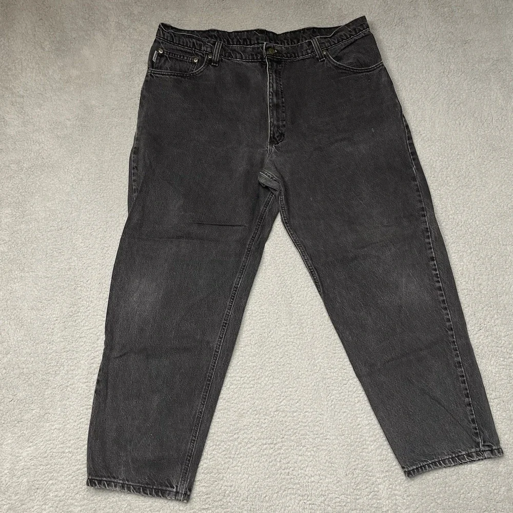 Vintage Carhartt Black Denim Jeans 40x30 Made in USA 90s Workwear Pants B17 BLK